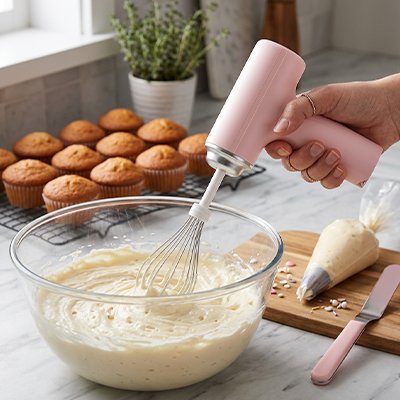 Batteur à main sans fil compact pour mélanges et pùtisserie maison