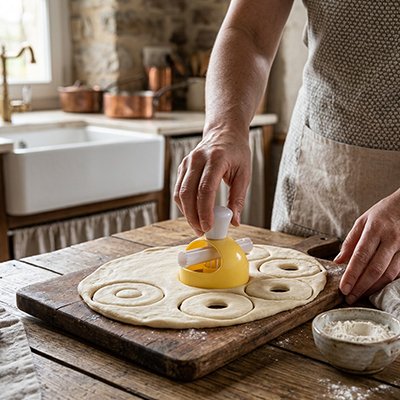 Utilisation d'un emporte-pièce manuel pour former des donuts