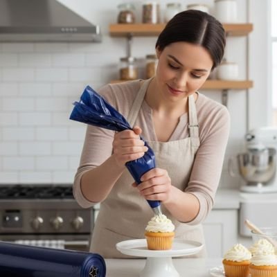 Décoration de gâteau fait maison avec une poche à douille lavable